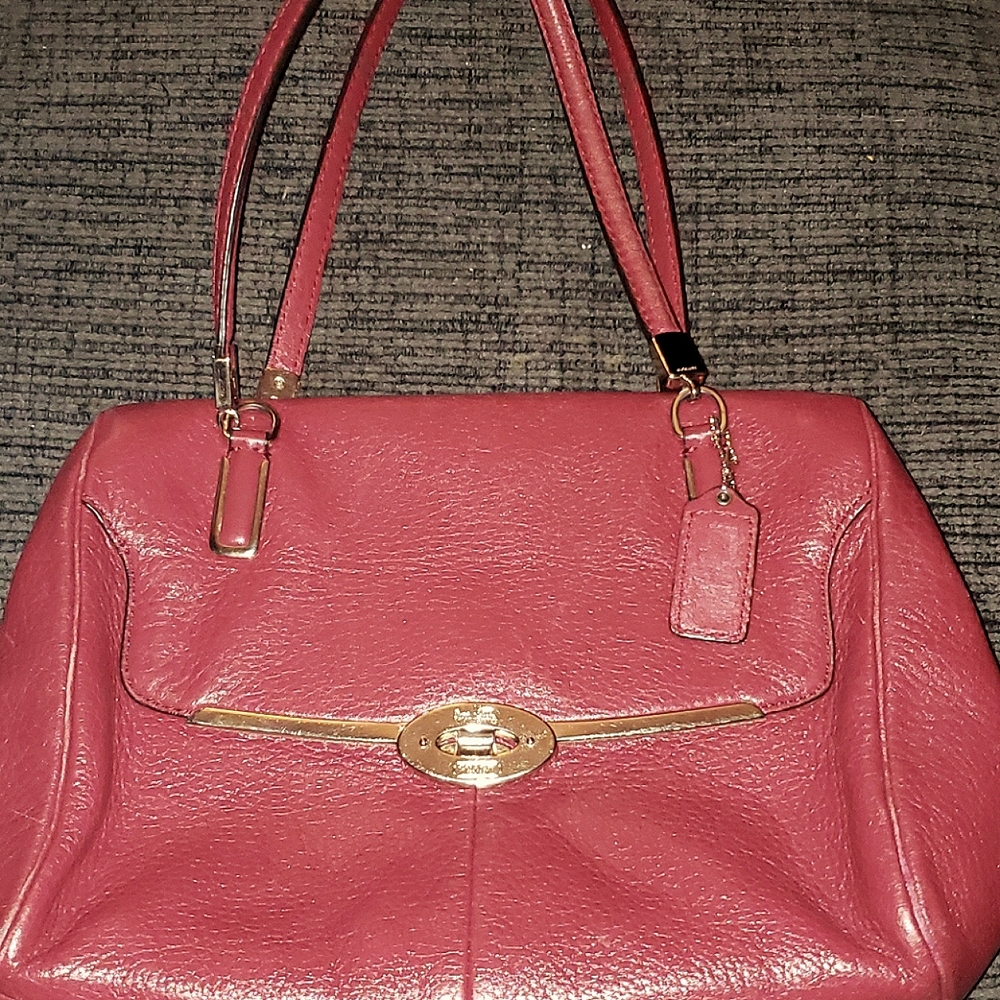Vintage red leather Coach handbag
